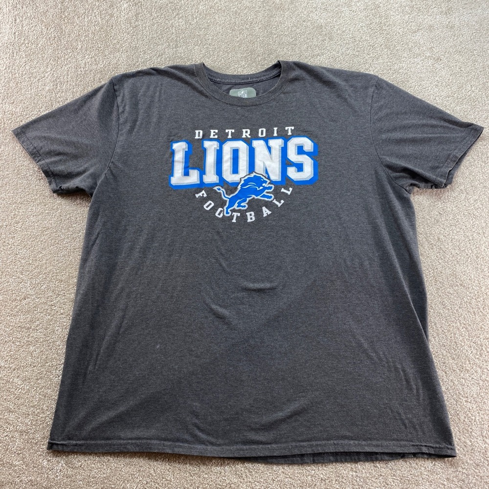 NFL Detroit Lions Shirt Mens 2XL Gray Graphic Short‎ Sleeve Football Tee